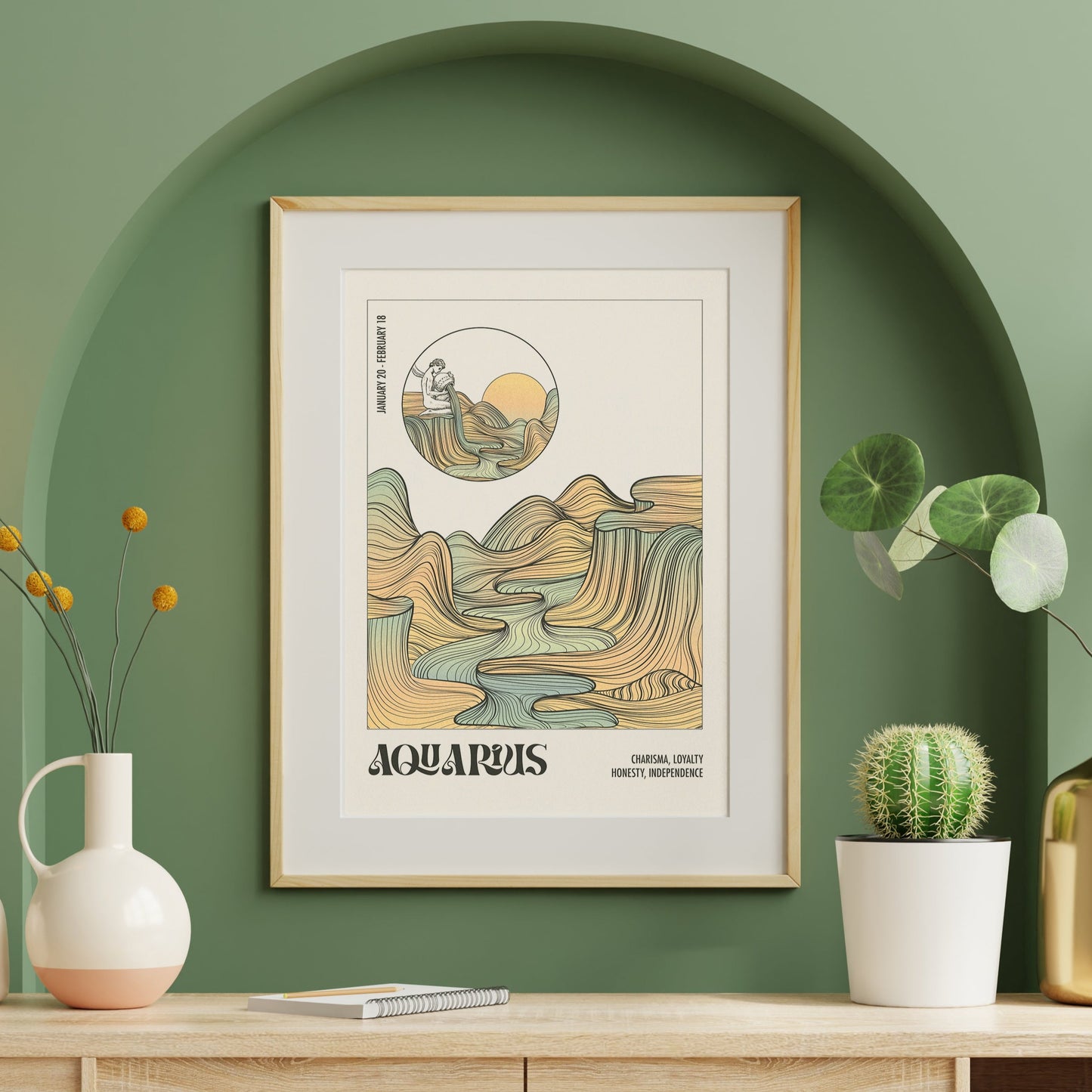 Aquarius - Pearl - Zodiac - Print