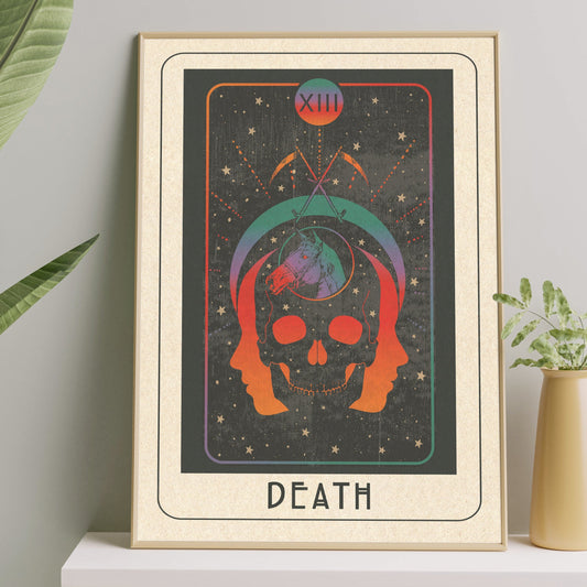 Inktally Tarot - Death - Portrait Art Print, Poster, Psychedelic 70s Wall Art