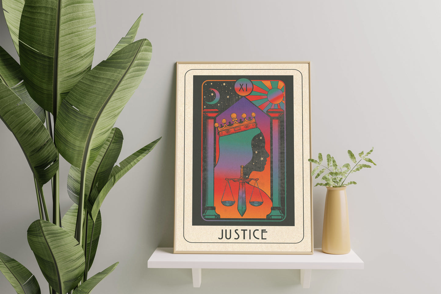 Inktally Tarot - Justice - Portrait Art Print, Poster, Psychedelic 70s Wall Art