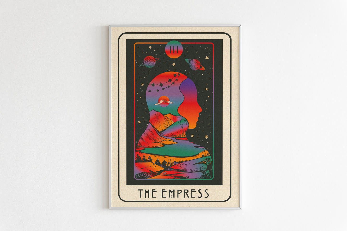 Inktally Tarot - The Empress - Portrait Art Print, Poster, Psychedelic 70s Wall Art