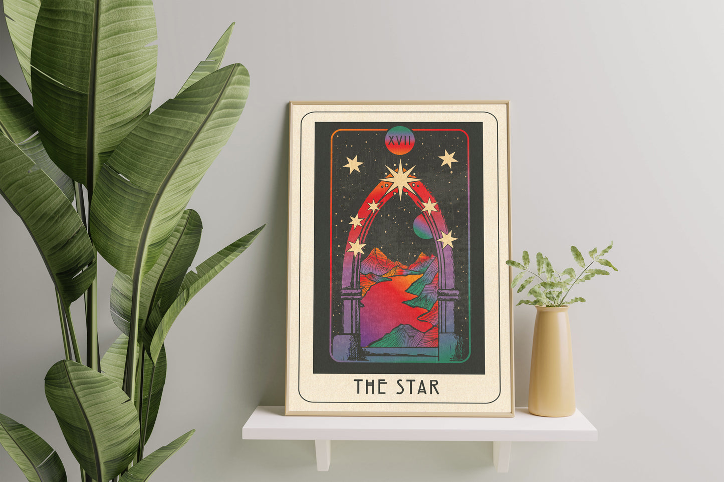 Inktally Tarot - The Star - Portrait Art Print, Poster, Psychedelic 70s Wall Art