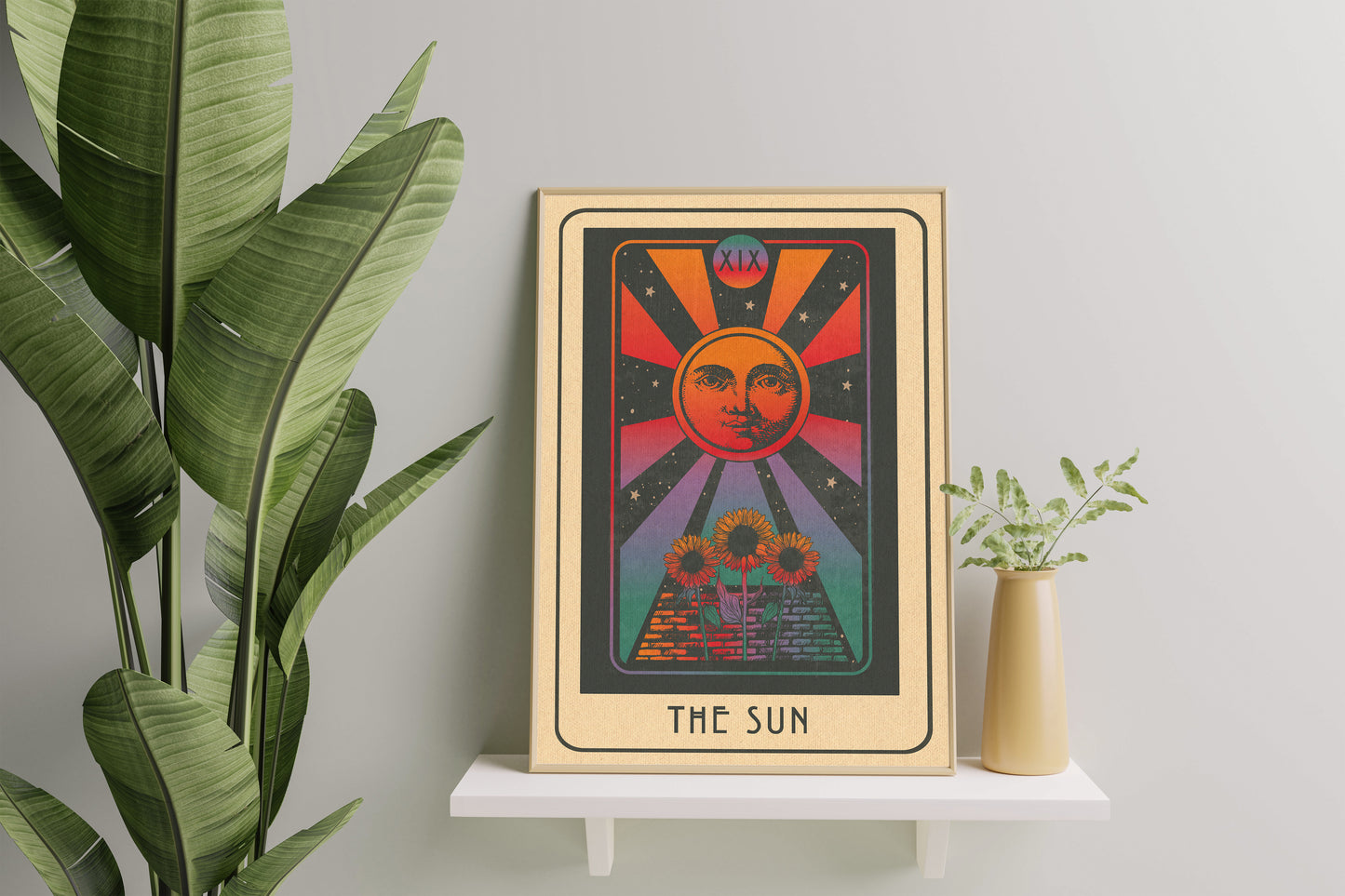 Inktally Tarot - The Sun- Portrait Art Print, Poster, Psychedelic 70s Wall Art