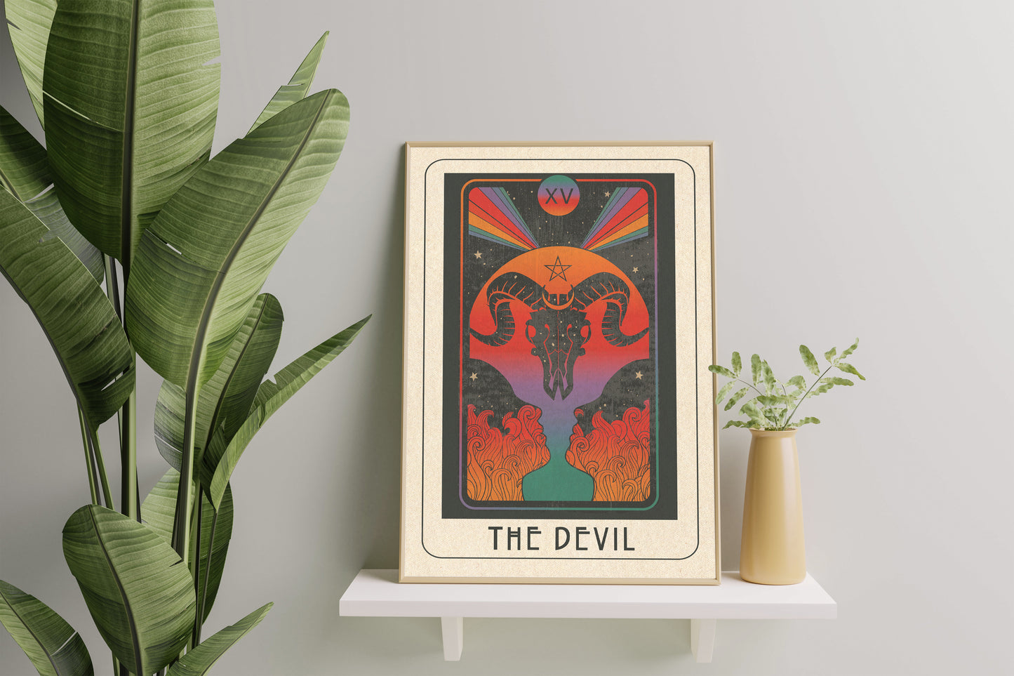 Inktally Tarot - The Devil - Portrait Art Print, Poster, Psychedelic 70s Wall Art