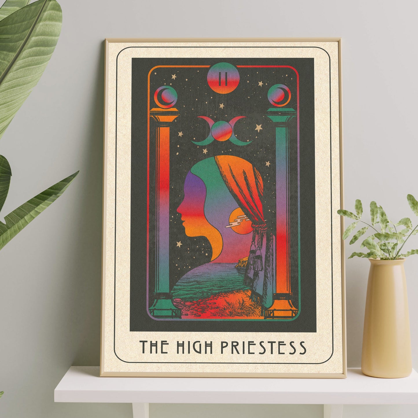 Inktally Tarot - High Priestess- Portrait Art Print, Poster, Psychedelic 70s Wall Art