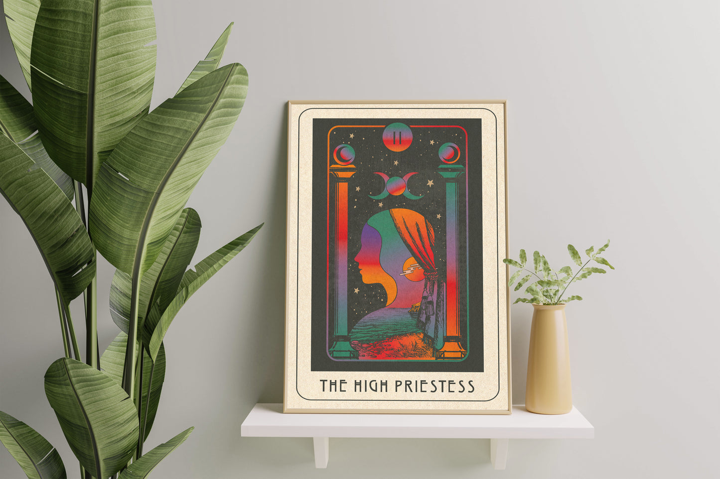 Inktally Tarot - High Priestess- Portrait Art Print, Poster, Psychedelic 70s Wall Art