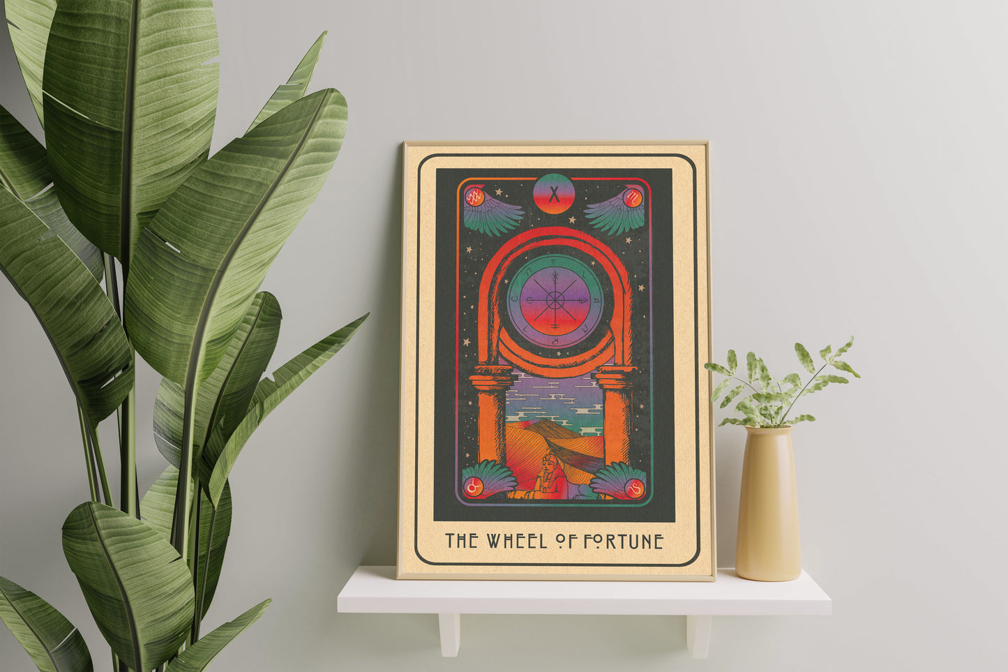 Inktally Tarot - Wheel Of Fortune - Portrait Art Print, Poster, Psychedelic 70s Wall Art